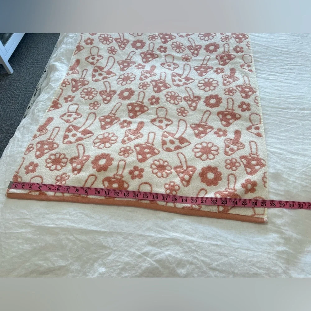 Deborah Connolly | Peach Mushrooms Plush Bath Towel | Retro NWT